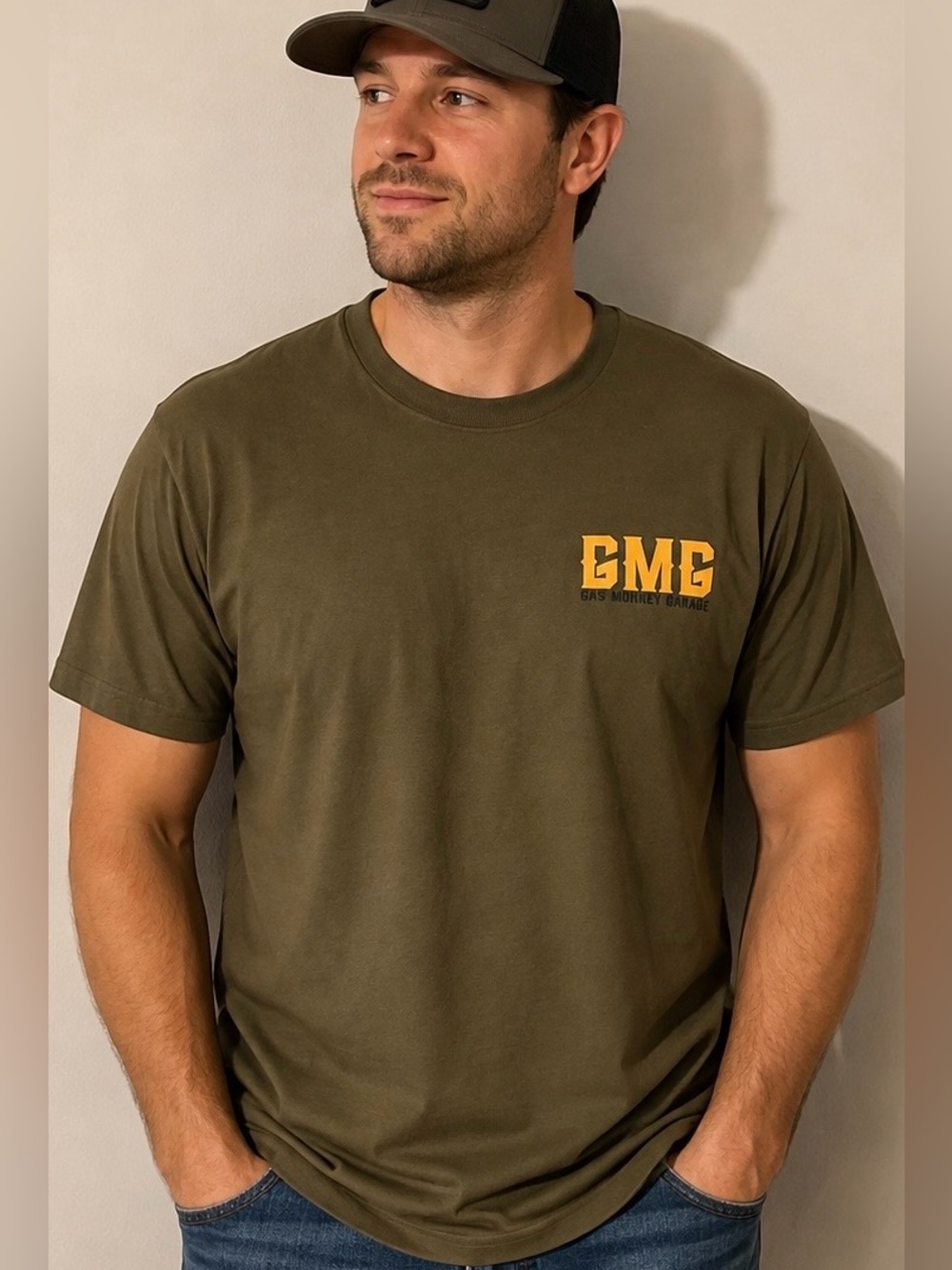 Gas Monkey Garage Men’s Olive Graphic T-Shirt Size Medium